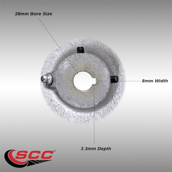 10" x 3" Rubber Tread on Cast Iron Keyed Drive Wheel - 28mm Bore-